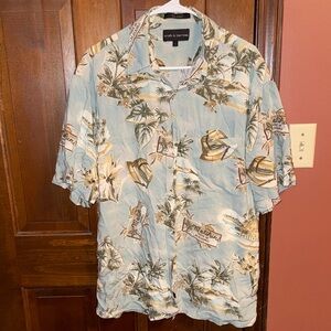 croft & barrow Light Blue Tropical Print Short-Sleeve Shirt